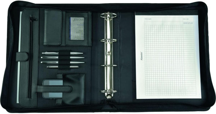 Alassio 30075 Tagungsmappe A4 Arezzo I, Businessmappe aus echtem Leder, Konferenzmappe mit Ringmecha