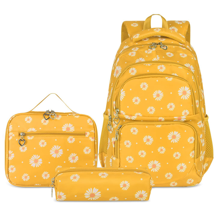 Schulrucksack Mädchen Teenager Damen Schultasche Rucksack Set Gänseblümchen Schulranzen für Mädchen