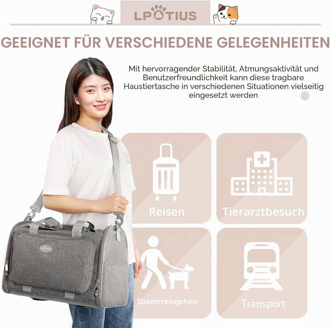 Transporttasche für Katzen, Tragetaschen für Hunde, atmungsaktiv und faltbar, Transportbox für Katze