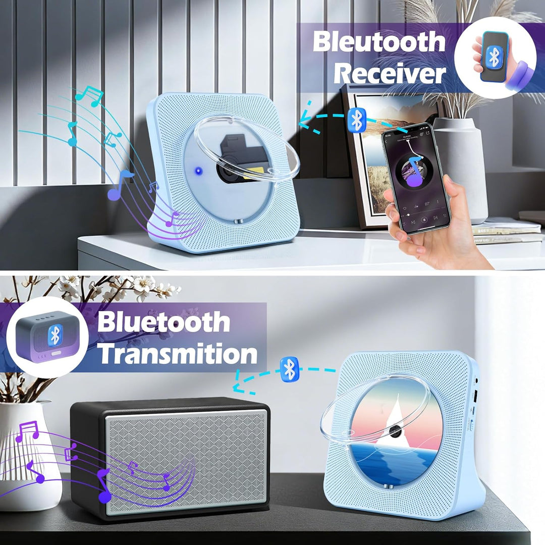 Tragbarer Bluetooth-CD-Player mit Lautsprechern, Heim-CD-Player für Kinder, unterstützt Bluetooth-Em