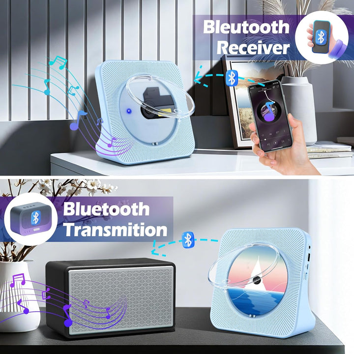 Tragbarer Bluetooth-CD-Player mit Lautsprechern, Heim-CD-Player für Kinder, unterstützt Bluetooth-Em
