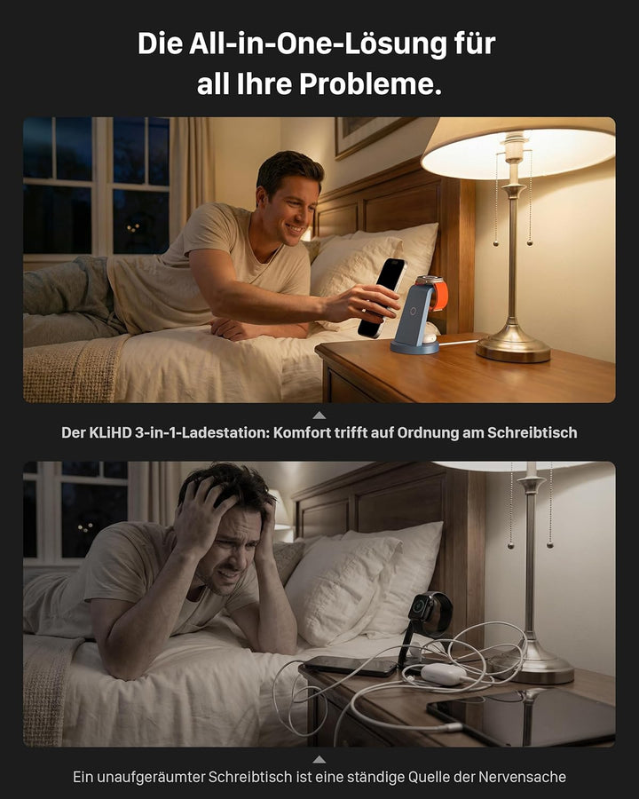 3 in 1 iPhone Ladestation Kabelloses Ladegerät für Apple - Wireless Charger für iPhone 16 15 14 13 1