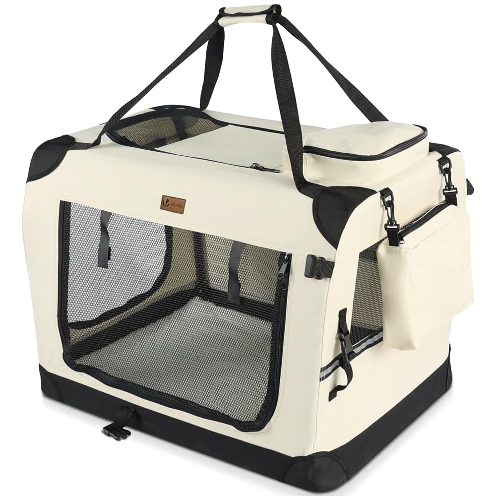 VOUNOT Hundebox faltbar, Transportbox Katze Hunde, Hundetasche, Oxford-Gewebe, Netzstoff, Atmungsakt