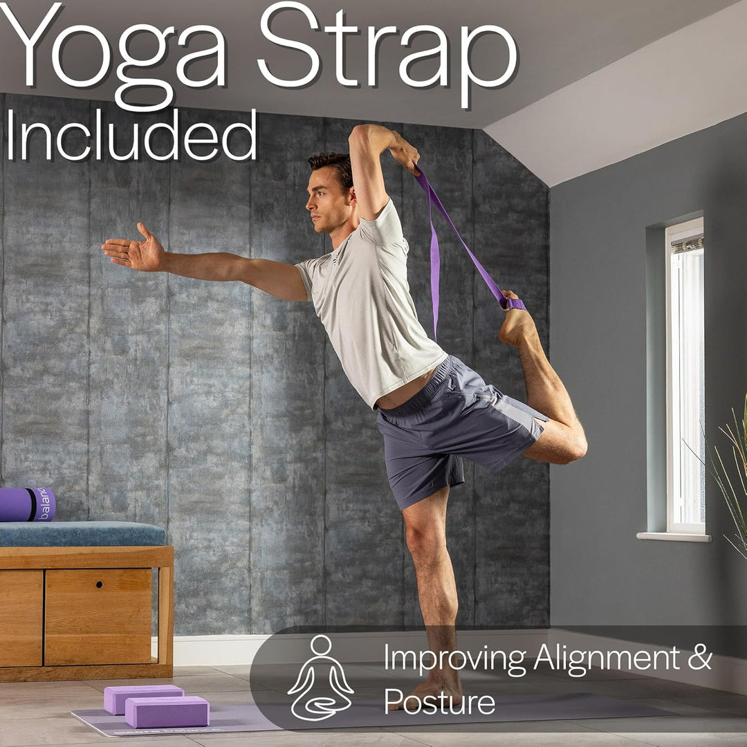 Core Balance Yoga Blocks im Doppelpack & GRATIS Yoga-Gurt, 2 STK. Eva Schaumstoff-Blöcke, robust & l