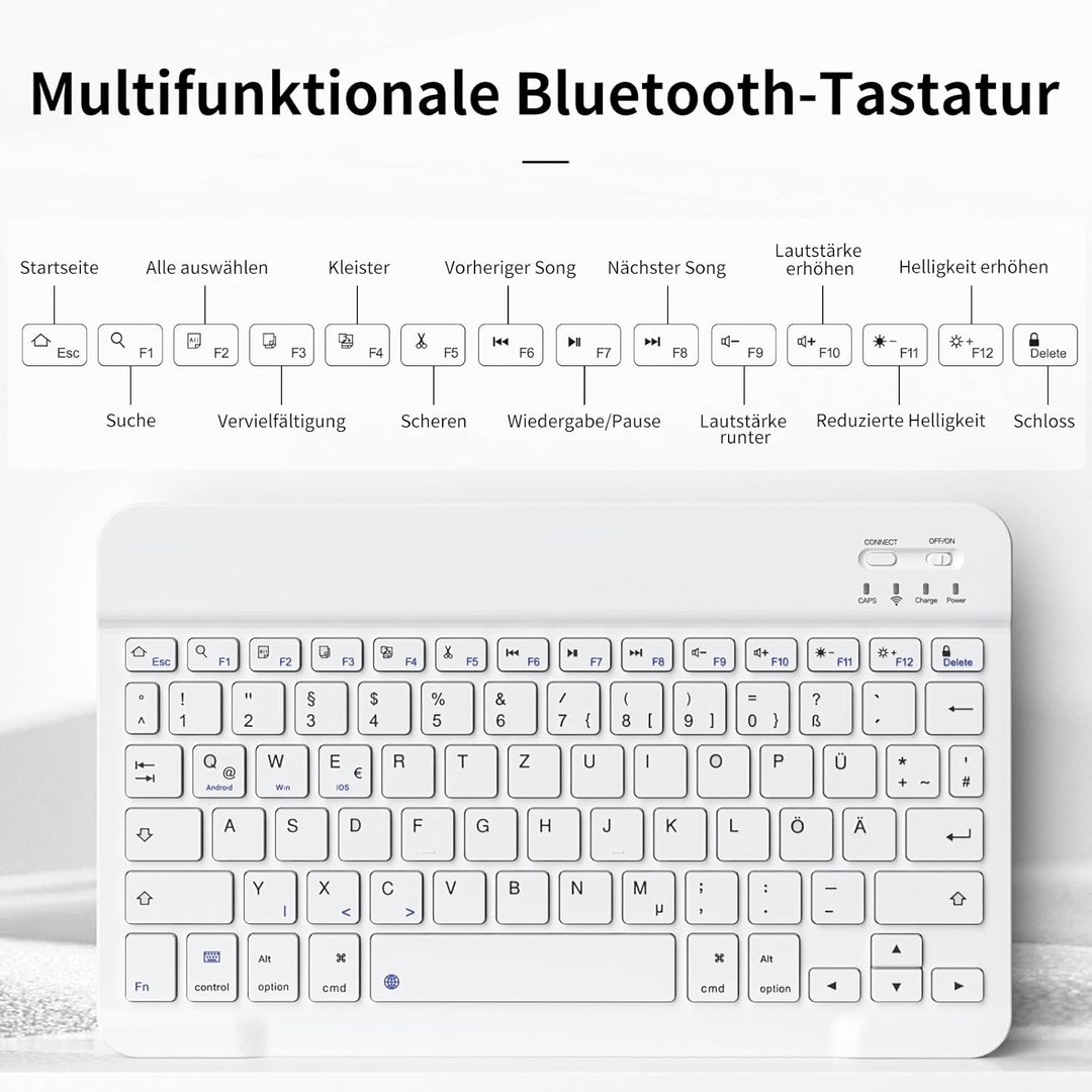 Tastatur Hülle für iPad 9./ 8./ 7.Gen (2021/2020/2019) mit Stifthalter, Soft TPU Schutzhülle, magnet