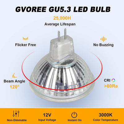 GVOREE MR16 GU5.3 LED Lampen Neutralweiss,450lm,Ersatz für 40W Halogenlampen,5W,12V AC/DC,Neutralwei