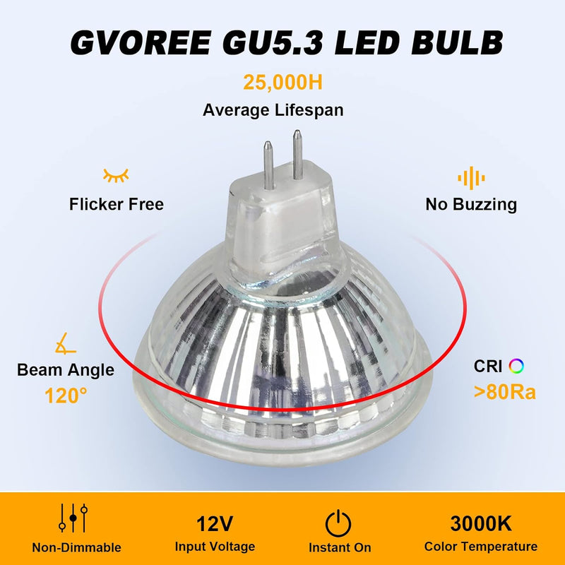 GVOREE MR16 GU5.3 LED Lampen Neutralweiss,450lm,Ersatz für 40W Halogenlampen,5W,12V AC/DC,Neutralwei