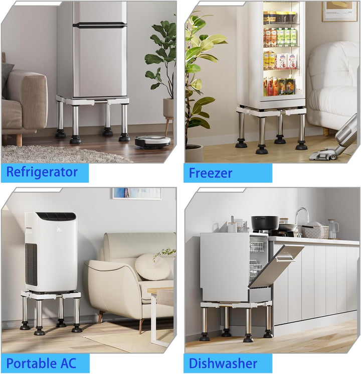 DEWEL Untergestell Kühlschrank Sockel Höhe 30-33cm Verstellbare 4 Stabile Saugnapf Füsse unterschran