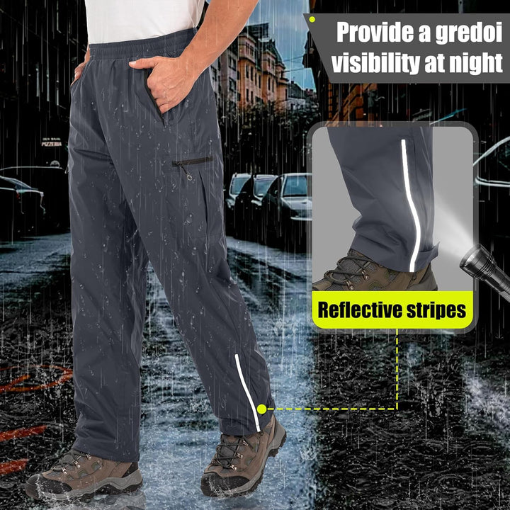 Jogwits wasserdichte Regenhose für Herren Atmungsaktiv Winddicht Outdoorhose Elastischer Bund Hose L