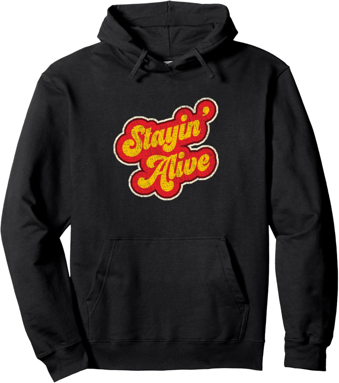 "Stayin' Alive" Vintage 1970er Classis Distressed Pullover Hoodie