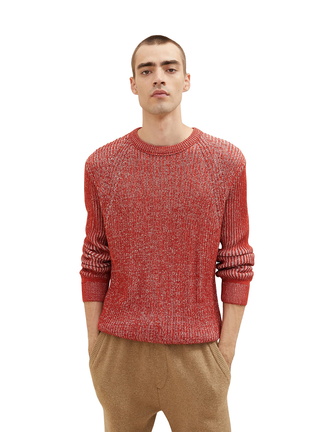 TOM TAILOR Herren 1034349 Basic Strickpullover L 26006 - Chili Oil Red, L 26006 - Chili Oil Red