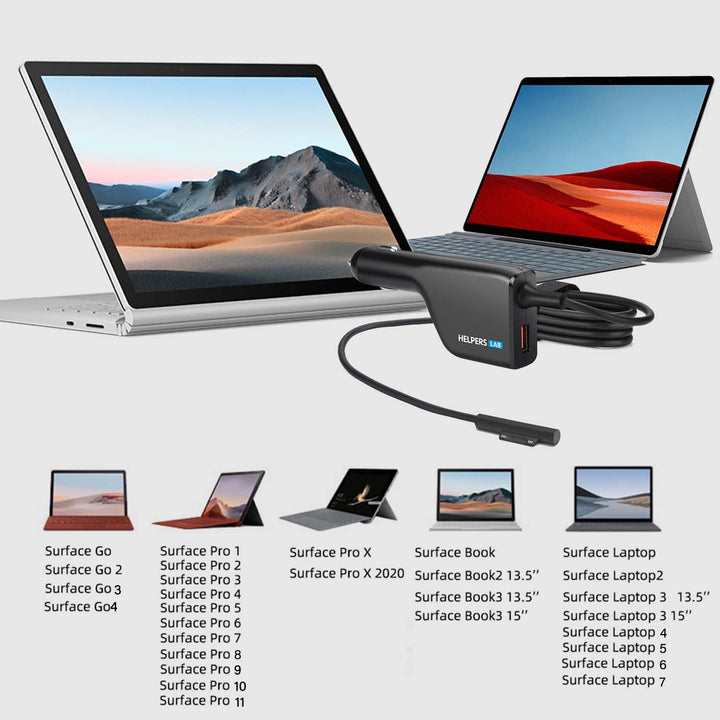 Helpers Lab Laptop 15V KFZ Netzteil Ladegerät für Microsoft Surface Book Laptop 4 3 2 1 Surface Pro