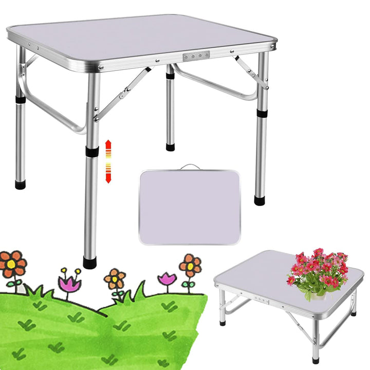 Lucn Picknicktisch, zusammenklappbar, 2 höhenverstellbar, Aluminium, für Küche, Outdoor, aufklappbar