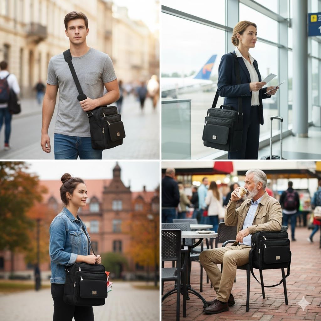 Herren Umhängetasche Schultertasche Messenger Flugbegleiter Bag Arbeitstasche Laptoptasche Business