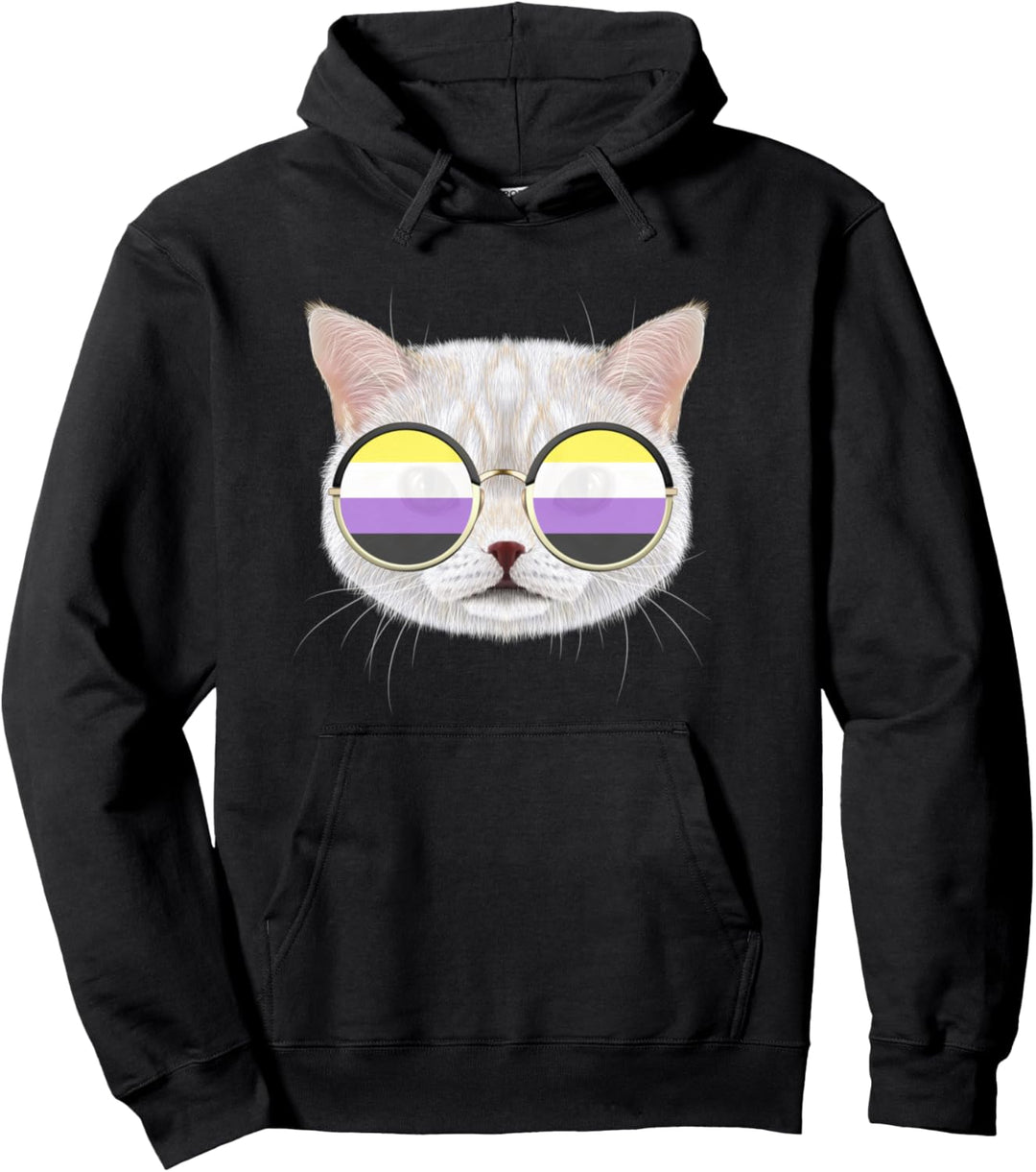 Nonbinary Pride Cat LGBT dezente nicht Binäre Flagge Katze Enby Pullover Hoodie