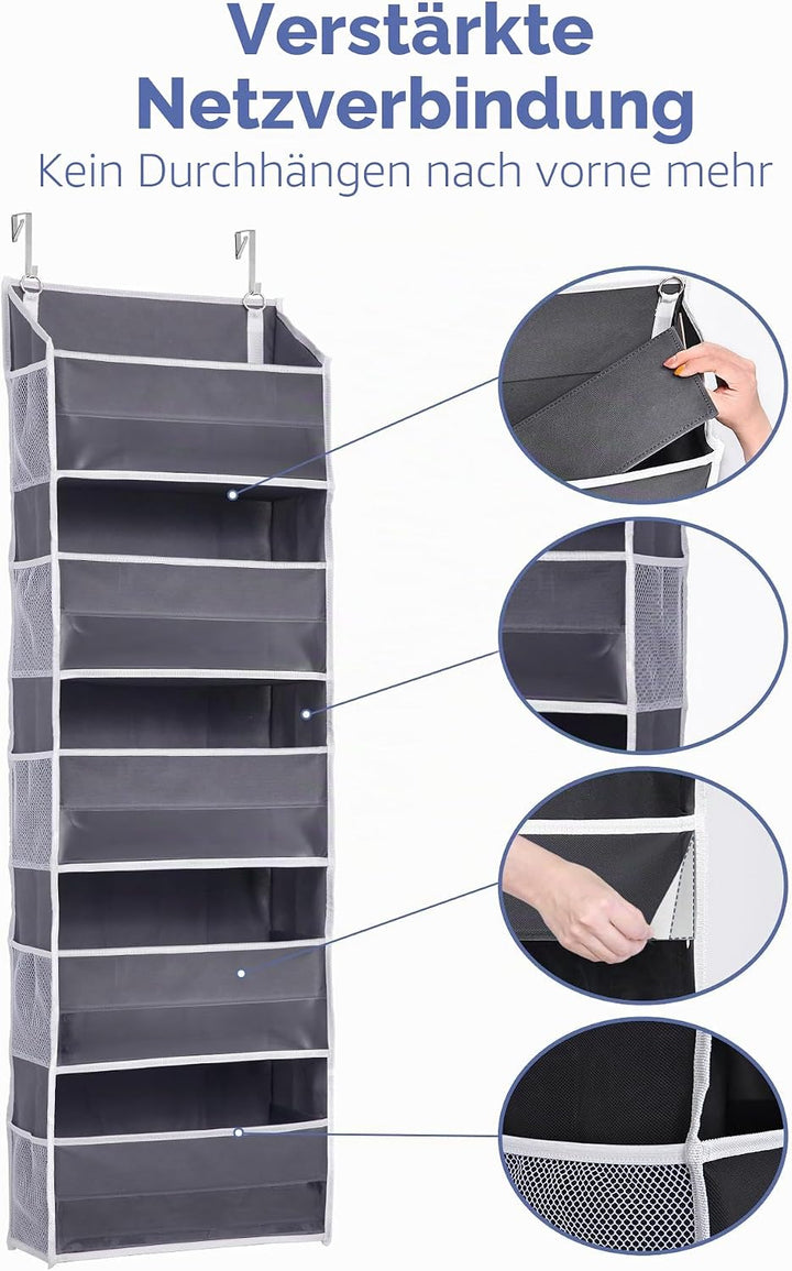 ULG Tür-Organizer, 1 Pack, 5 grosse Taschen, 10 Mesh-Seitentaschen, 20 kg Tragkraft, für Spielzeug,
