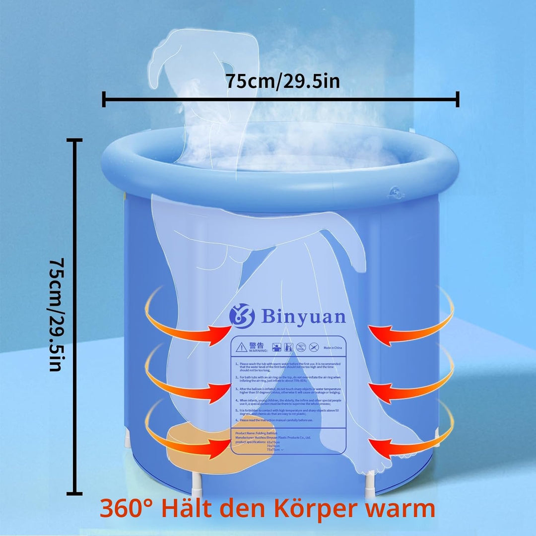 Aufblasbare Faltbare Badewanne Erwachsene, 75x75cm Faltbar Eisbad Eistonne Badewanne FüR Hydrotherap