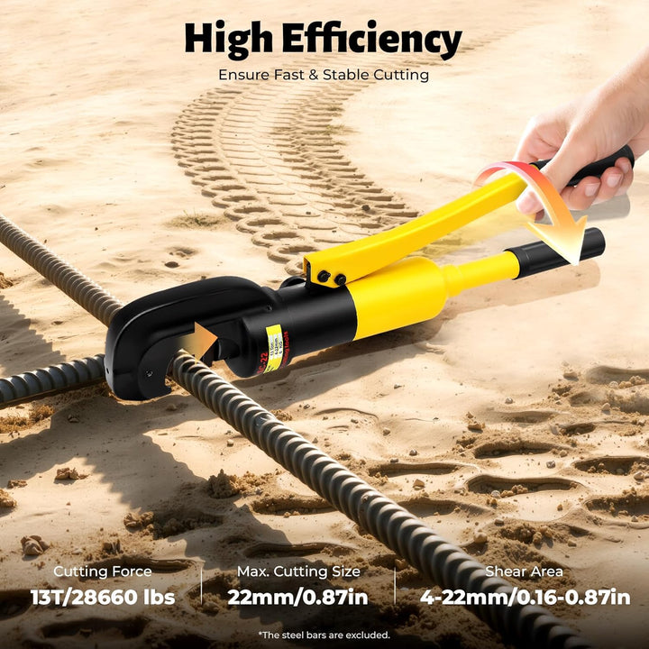 HOARLICN 13 Ton Hydraulischer Schneider, 4-22mm Bolzenschneider Stahlschneider Tragbar Hydraulischer