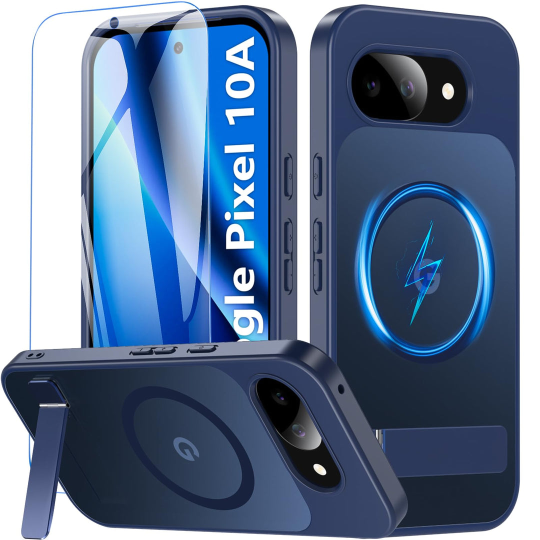 BESINPO Magnetisch für Google Pixel 10A Hülle mit Ständer & Panzer Schutz Glas,Pixel 10A Hülle,Kompa