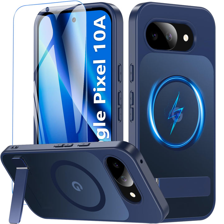 BESINPO Magnetisch für Google Pixel 10A Hülle mit Ständer & Panzer Schutz Glas,Pixel 10A Hülle,Kompa