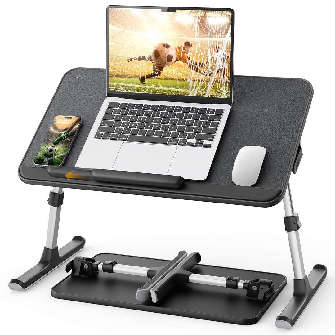 SAIJI Laptoptisch fürs Bett, einstellbare Höhe, Neigungswinkel, Laptoptisch mit klappbare Beine, Rod