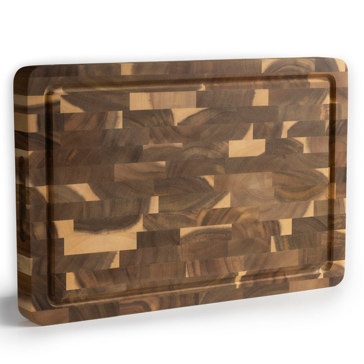 Hackblock Classic – Extra Dick 4 cm – Akazienholz Stirnholz Schneidebrett 45 x 30 cm – Premium Ölbeh