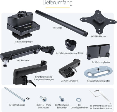 StarTech.com Desk Mount Dual Monitor Arm - Full Motion Monitor Mount for 2X VESA Displays up to 32"