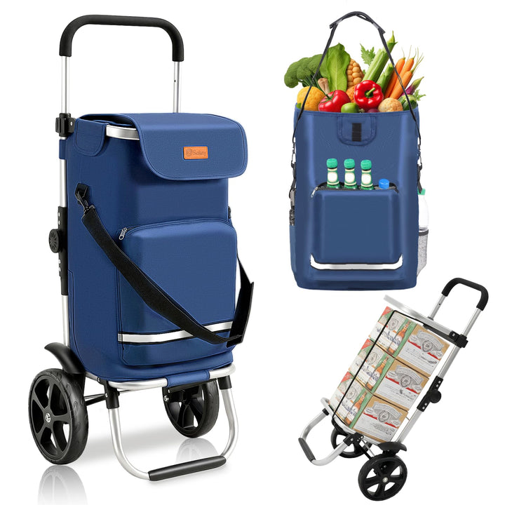 Sekey XXL Einkaufstrolley – Klappbarer, Kompakter Trolley aus leichtem Aluminium mit Höhenverstellba