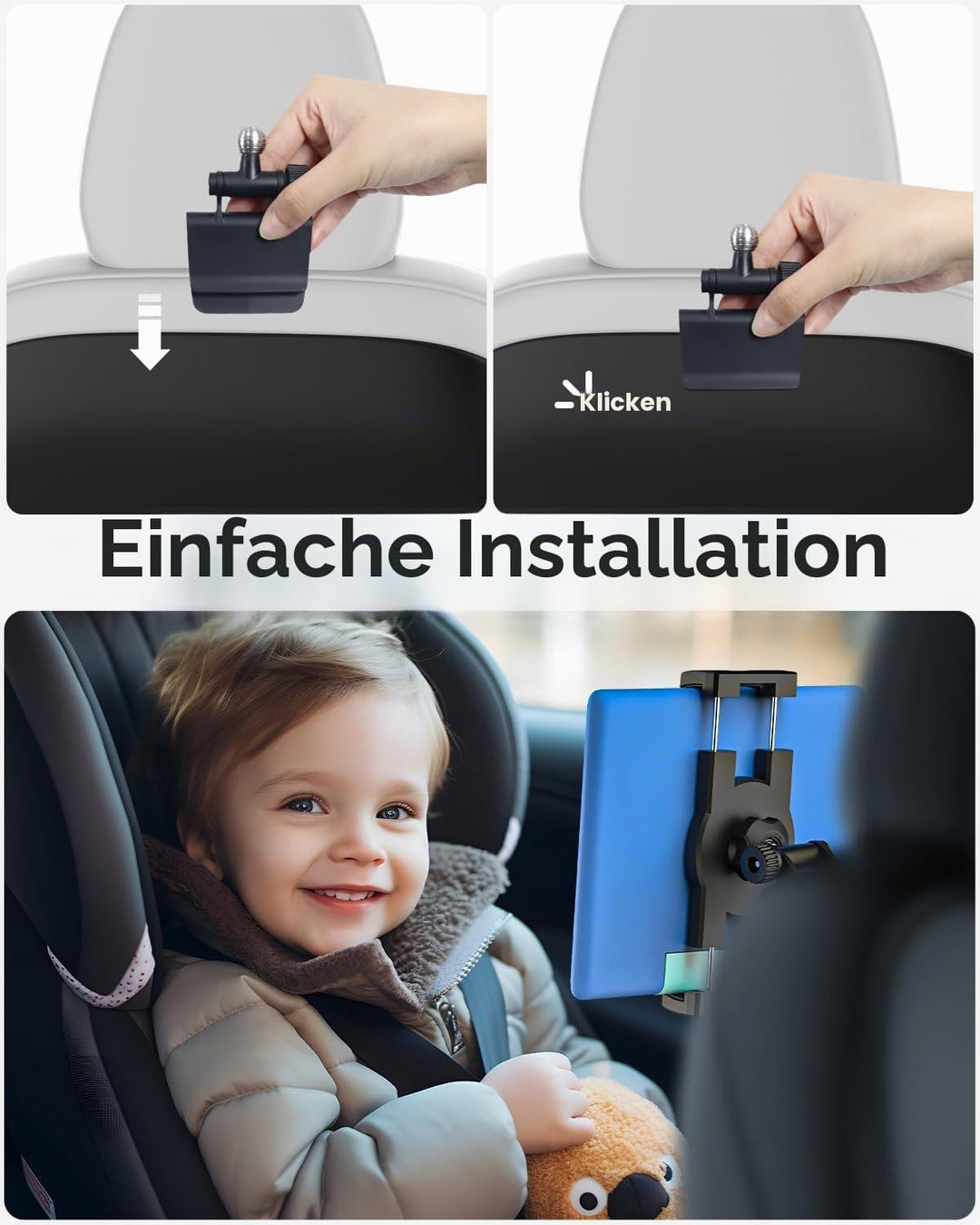 woleyi Tesla Tablet Halterung Rücksitz, Tesla Model 3/Y Kopfstütze Tablet Halterung für Kinder [Kuge