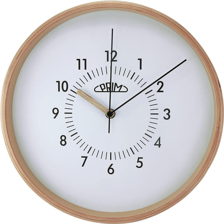 PRIM Organic Design Retrospect Wanduhr, Wood Clock, aus Holz, Zifferblatt in Weiss, die Nicht stört,