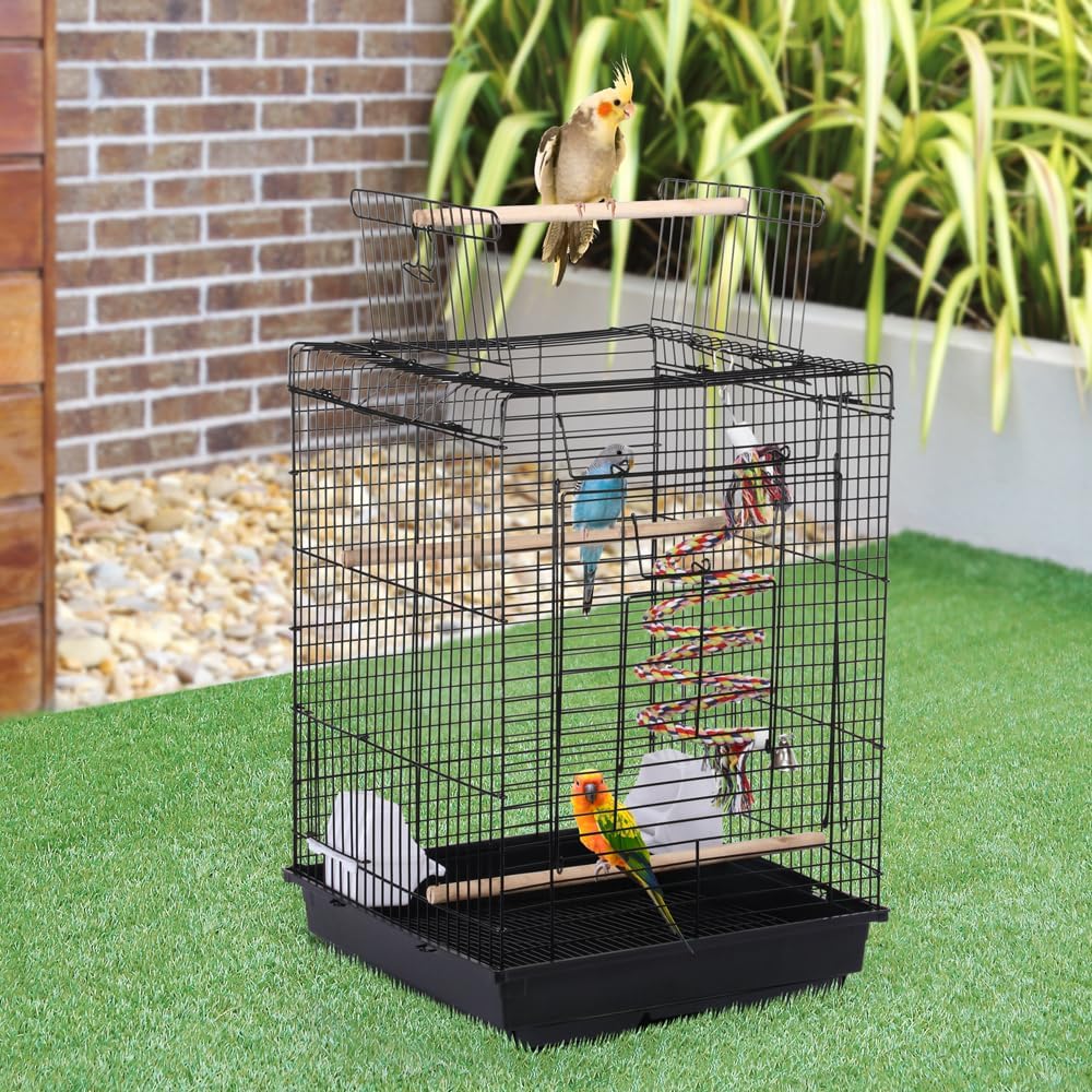 Yaheetech Vogelkäfig mit Vogelspielzeuge Wellensittichkäfig Nymphensittiche Fink Papageienkäfig mit