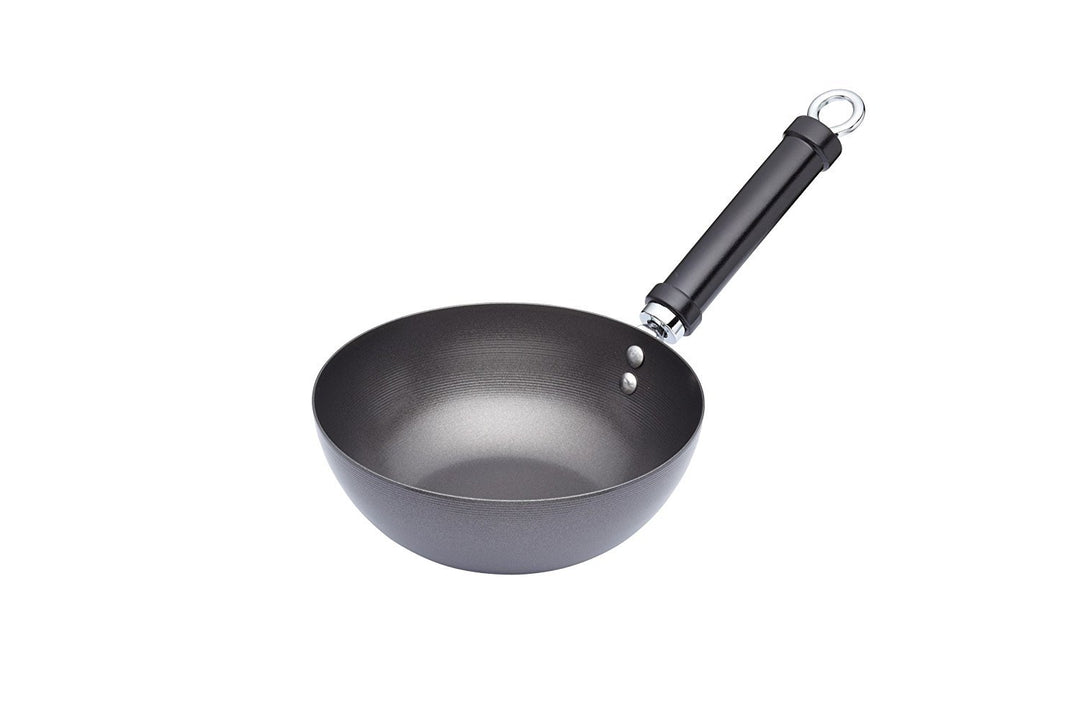 KitchenCraft Pure Oriental Wok aus Carbonstahl mit Antihaftbeschichtung, 20 cm, Schwarz 28 x 18 x 18