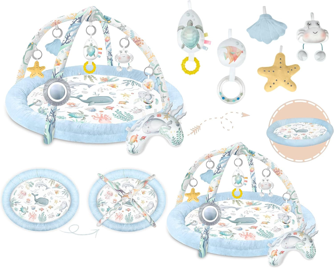 Nukido Spieldecke Mit Spielbogen Baby Spielmatte Babyspieldecke Krabbeldecke 7 Spielzeuge Und Kissen