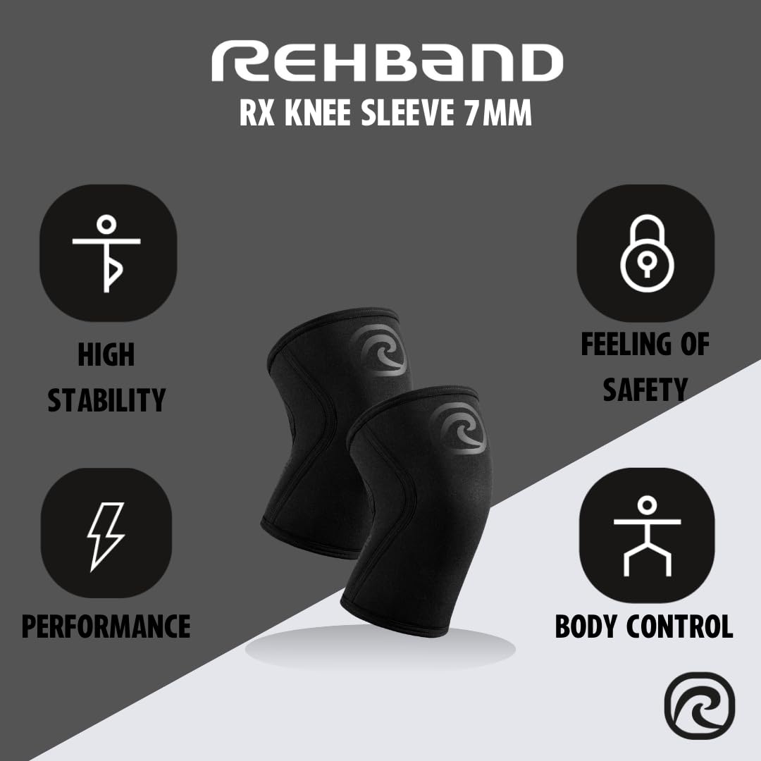 Rehband Kniebandage für Kraftsport & Fitness - Kniebandage 7mm Neopren, flexibel & rutschfest, Knee