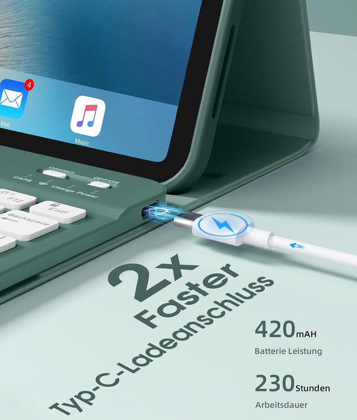 Vobafe Hülle mit Tastatur für iPad A16 11 Generation 2025/10 Gen 2022 10,9", Air 11 Zoll M4 2026/M3/