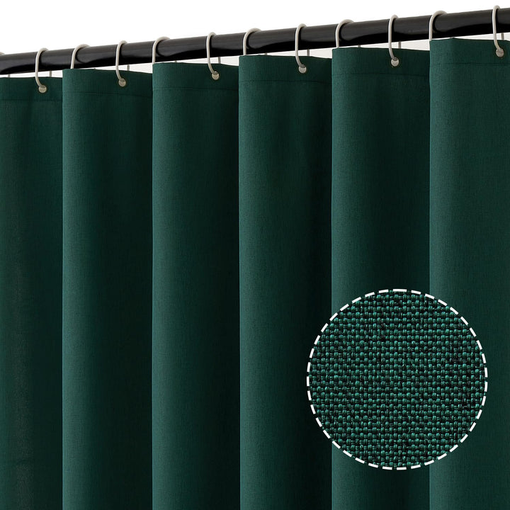 MIULEE Leinen Texturiert Duschvorhang 240x200 cm dunkelgrün, Schwerer Hotel Luxus Polyester Wasserdi