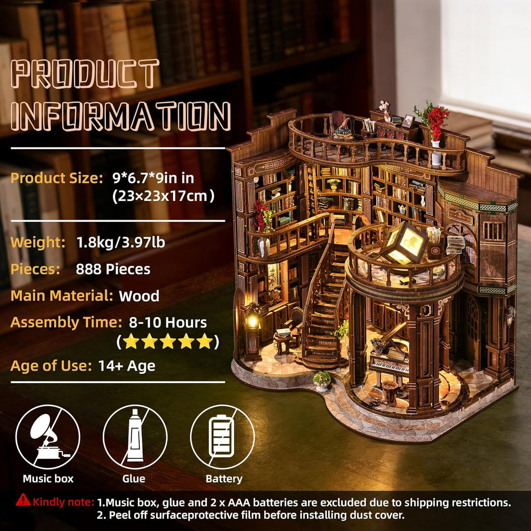 Book Nook Kit für Erwachsene - CRIOLPO DIY Miniatur Haus Holzpuzzle 3D Puppenhaus - Buchstütze für B