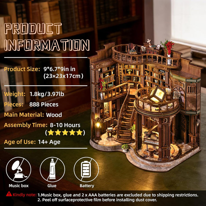Book Nook Kit für Erwachsene - CRIOLPO DIY Miniatur Haus Holzpuzzle 3D Puppenhaus - Buchstütze für B