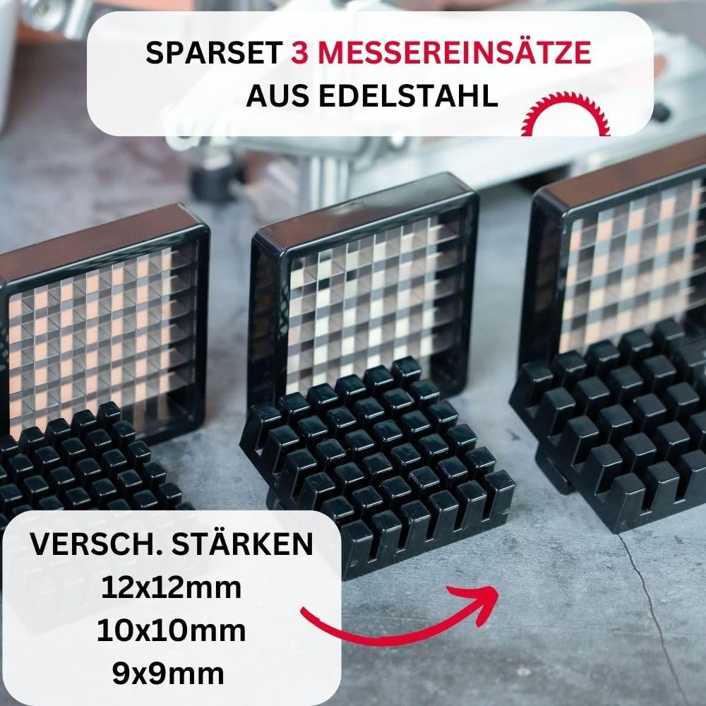 Westmark Pommes-frites Schneider und Gemüse-/Obststiftler mit drei Edelstahl-Schneideinsätzen und St