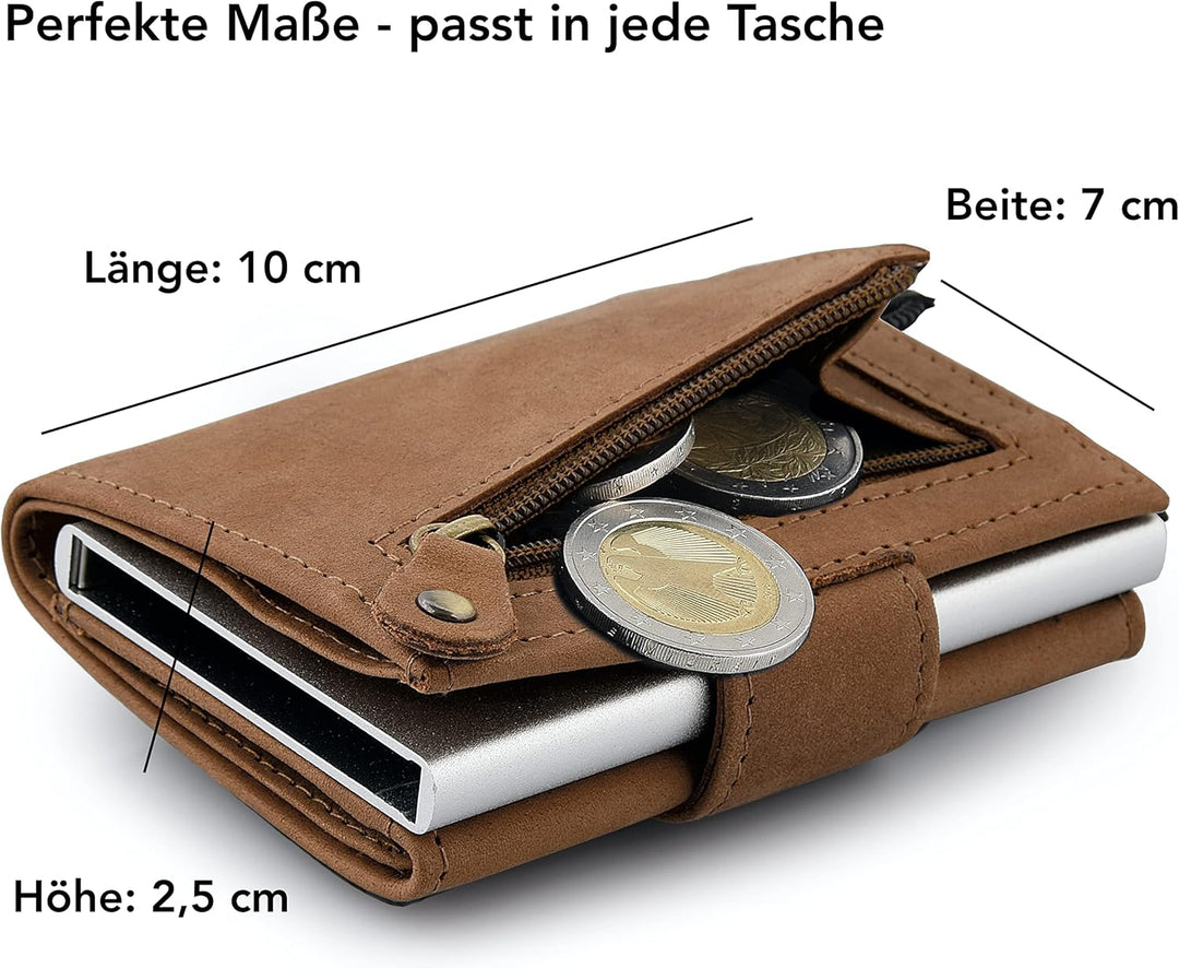 Manufaktur Nikita® Kreditkartenetui Echtleder | Geldbörse mit RFID-Schutz | Wallet für 10 Karten | f