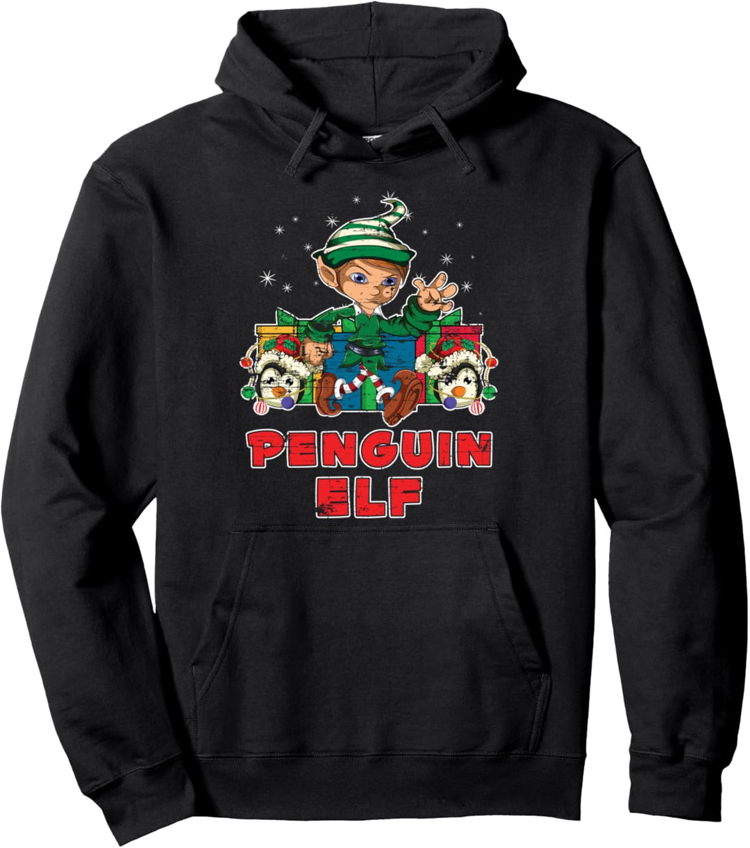 Tier Pajama Partnerlook Weihnachten Pinguin Weihnachtself Pullover Hoodie