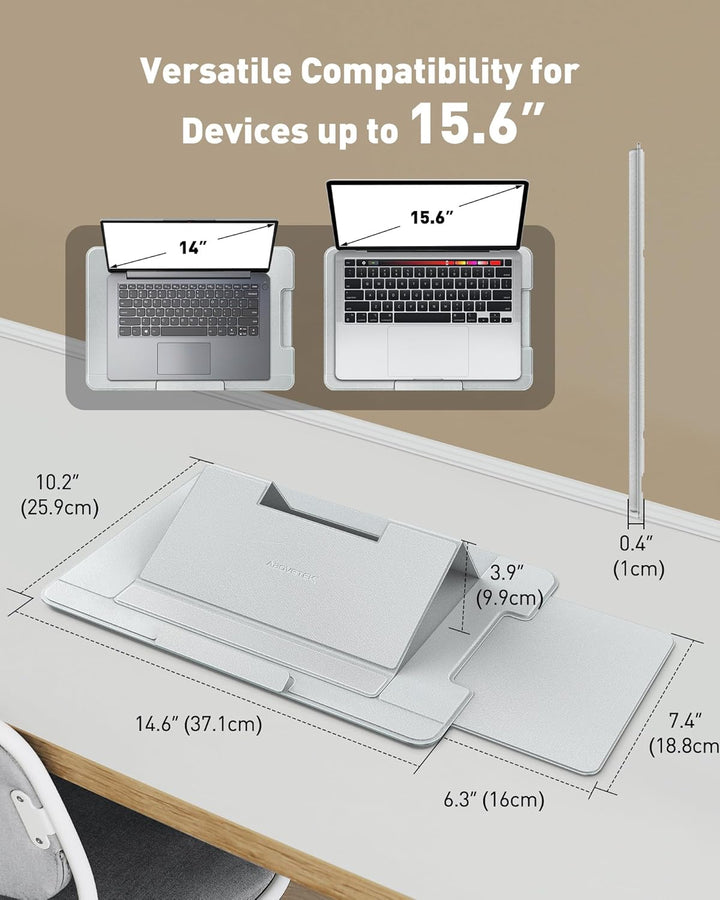 AboveTEK Laptop Schosstisch – ergonomischer Lapdesk mit Rutschfester Oberfläche, Heat Shield, Retrac
