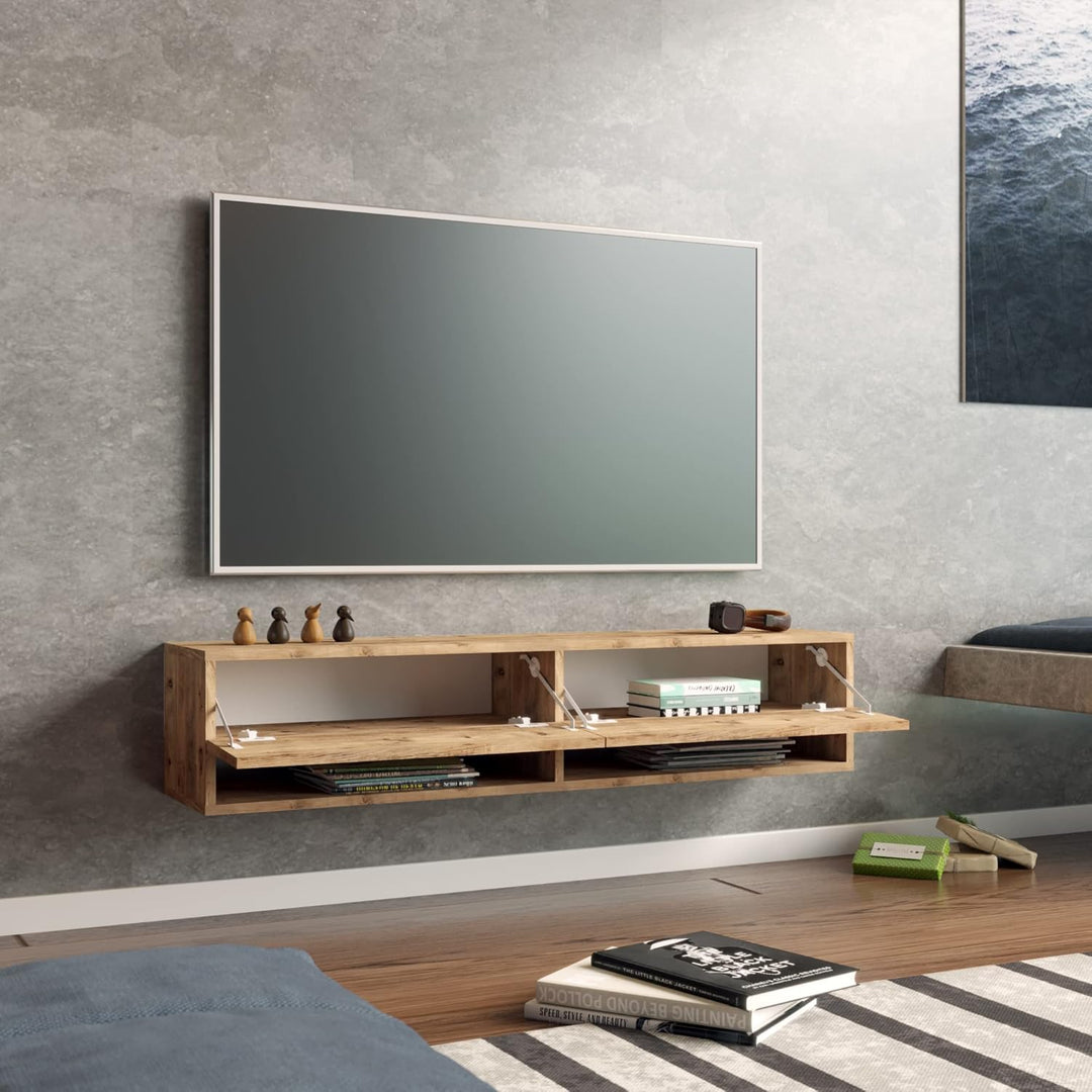 [en.casa] TV Board Laitila TV Schrank mit 2 Ablagen 2 Schranktüren Lowboard Fernsehtisch 140 x 31,5