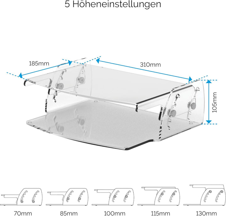 Fellowes Clarity Monitorständer, höhenverstellbar, 10kg Tragkraft, transparent