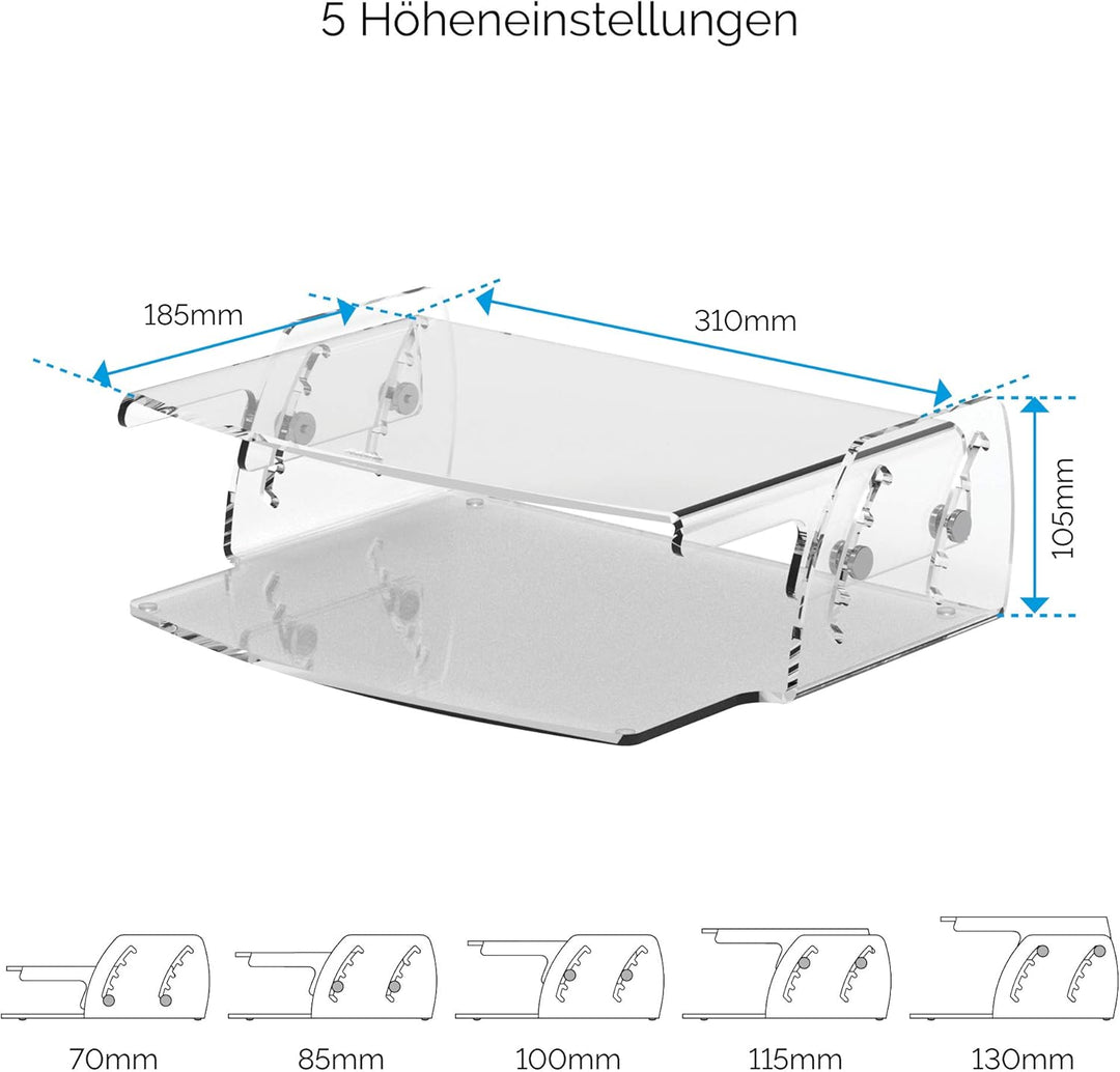 Fellowes Clarity Monitorständer, höhenverstellbar, 10kg Tragkraft, transparent