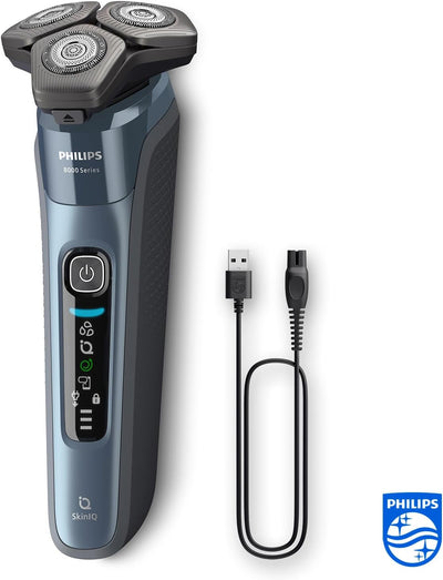 Philips Shaver S8000 – Elektrischer Nass-& Trockenrasierer mit SkinIQ Technologie in Eisblau mit int