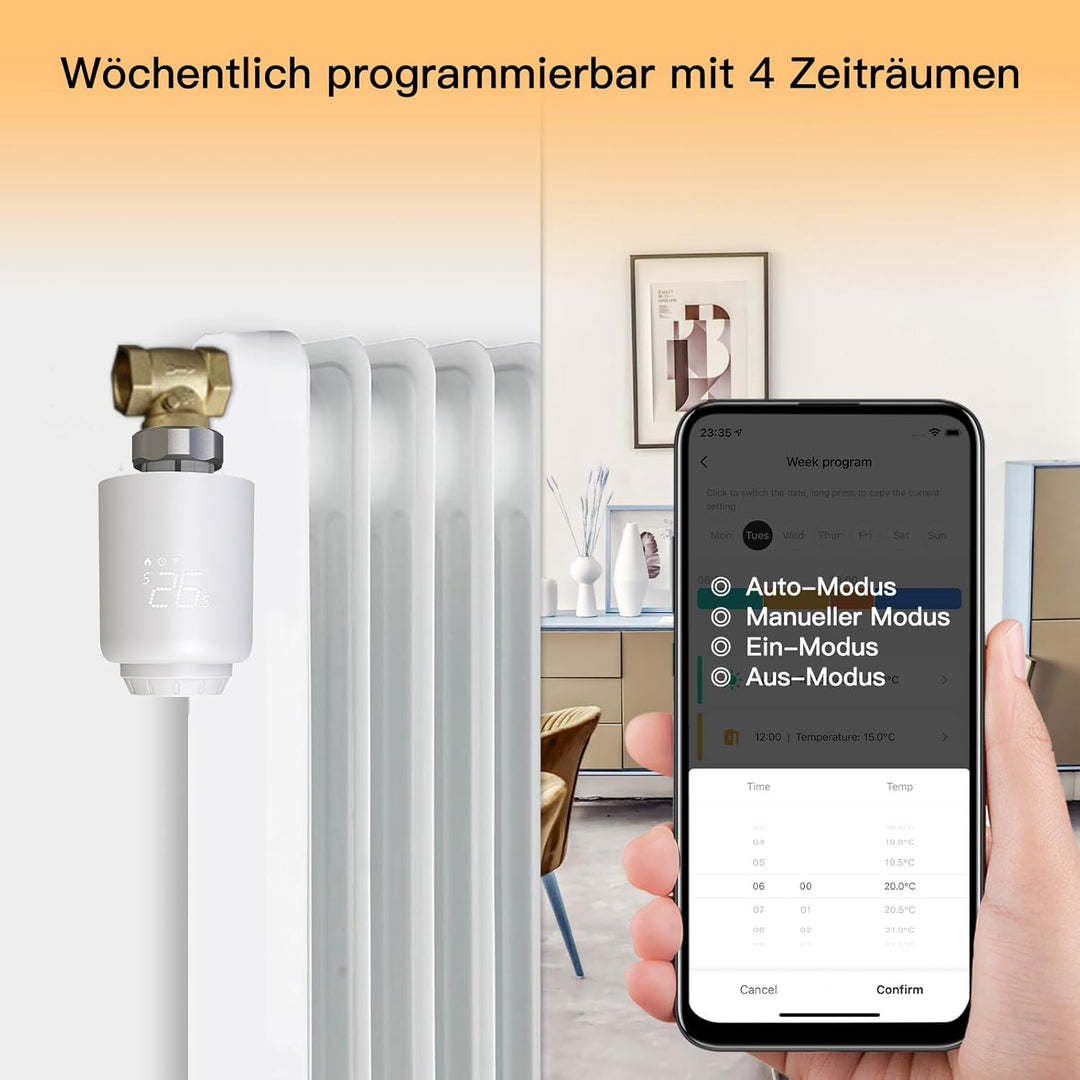 MOES Heizkörperthermostat Smart,Heizungsthermostat WLAN(MOES ZigBee Hub erforderlich),Thermostat Hei