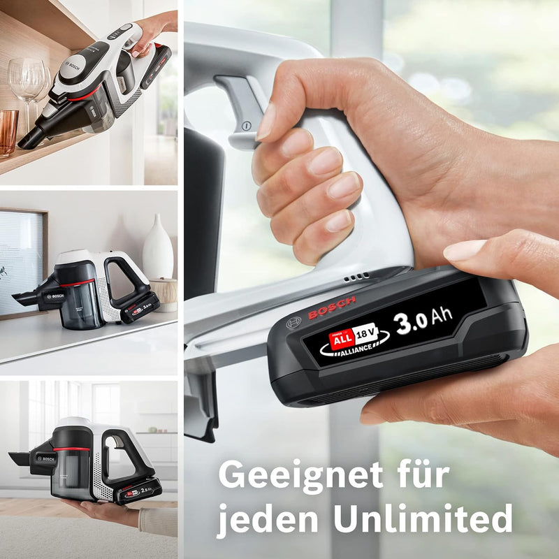 Bosch Wechselakku Power for ALL 18V 3.0Ah BHZUB1830, geeignet für kabellosen Akku-Staubsauger Unlimi