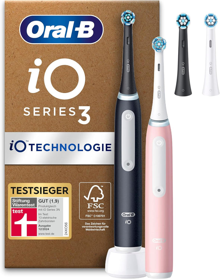 Oral-B iO Series 3 Plus Edition Doppelpack Elektrische Zahnbürste/Electric Toothbrush, PLUS 4 Aufste