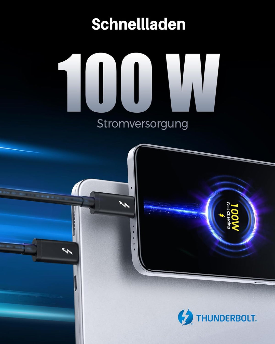 [Intel Zertifiziertes] Cable Matters Thunderbolt 3 Kabel 0,8m (USB C Thunderbolt Kabel) mit 100W Auf